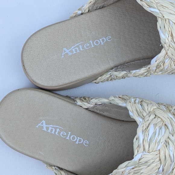 Antelope Bray Raffia Slide Sandal Leather Lining Natural EU39 8-8.5 NWOB - Picture 9 of 14
